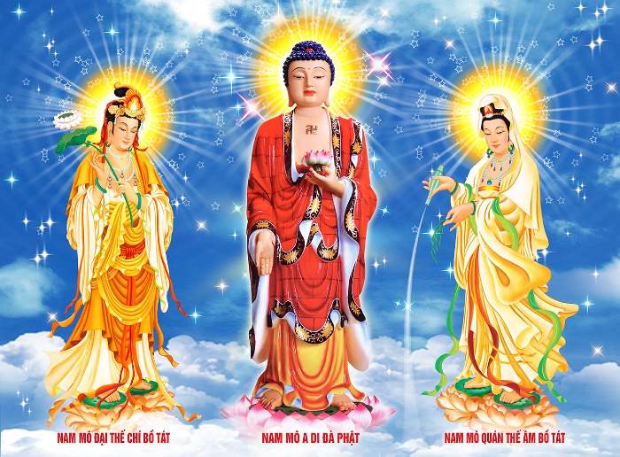 Phật A Di Đà và Bồ Tát đi cùng