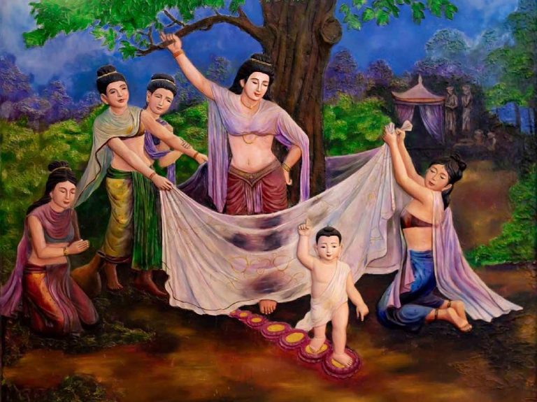Ý nghĩa 7 bước chân hoa sen khi Đức Phật đản sinh